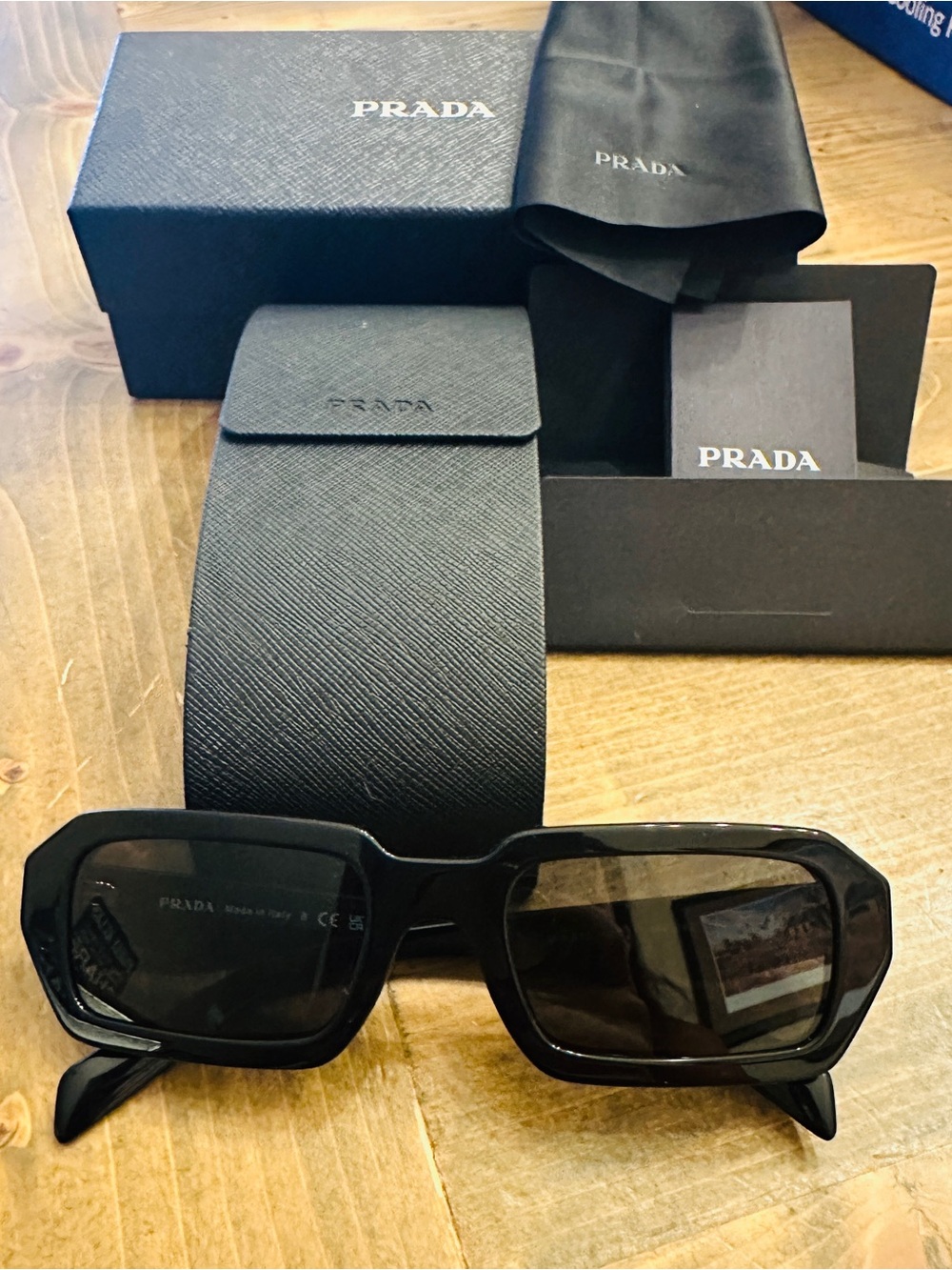 Prada Black Oversized Rectangular Sunglasses